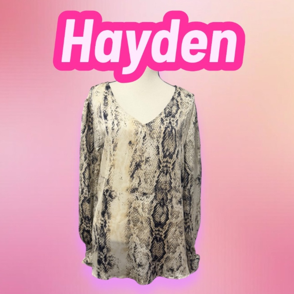Boutique HAYDEN Los Angeles python snakeskin blouse shirt women’s top size 1X